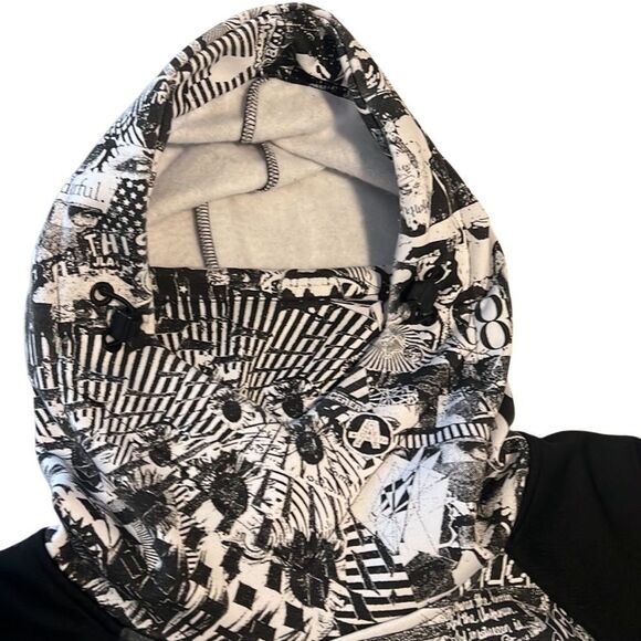 Volcom Black and White Logo Pullover Cinch Hoodie Size Large - Picture 3 of 9